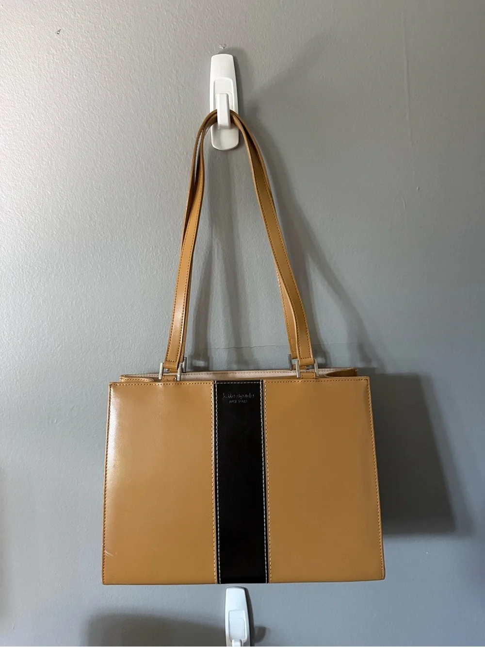 kate spade Tan Shoulder Bag with Black Center Stripe